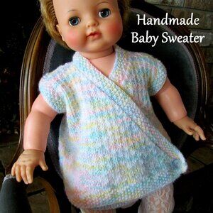 BABY SWEATER, 12-18 M, SHORT SLEEVE HAND KNITTED INFANT SWEATER VEST, SWEET GIFT